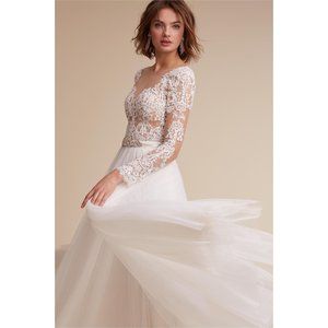 BHLDN Watters Rhea Bodysuit Size 4 Wedding Long Sleeve Lace
